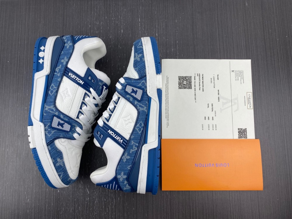 1V Trainer Monogram Denim White Blue