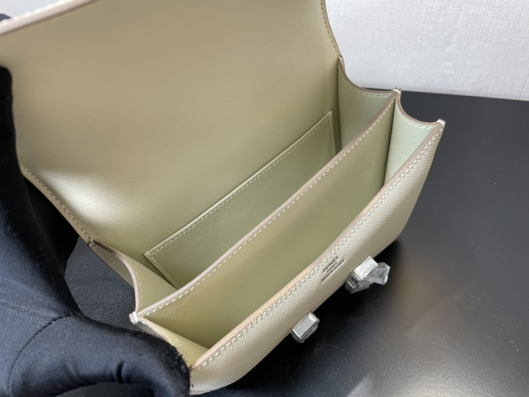 H**mes constance 24 white epsom leather silver hardware 9.4"x5.9"x3"