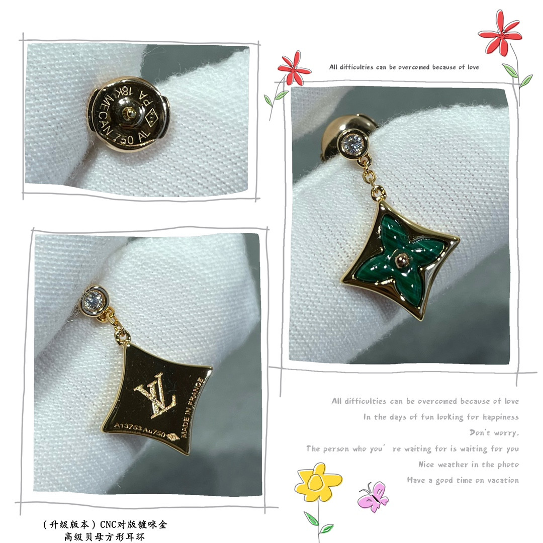 l0*is V*t0n mother-of-pearl square earrings