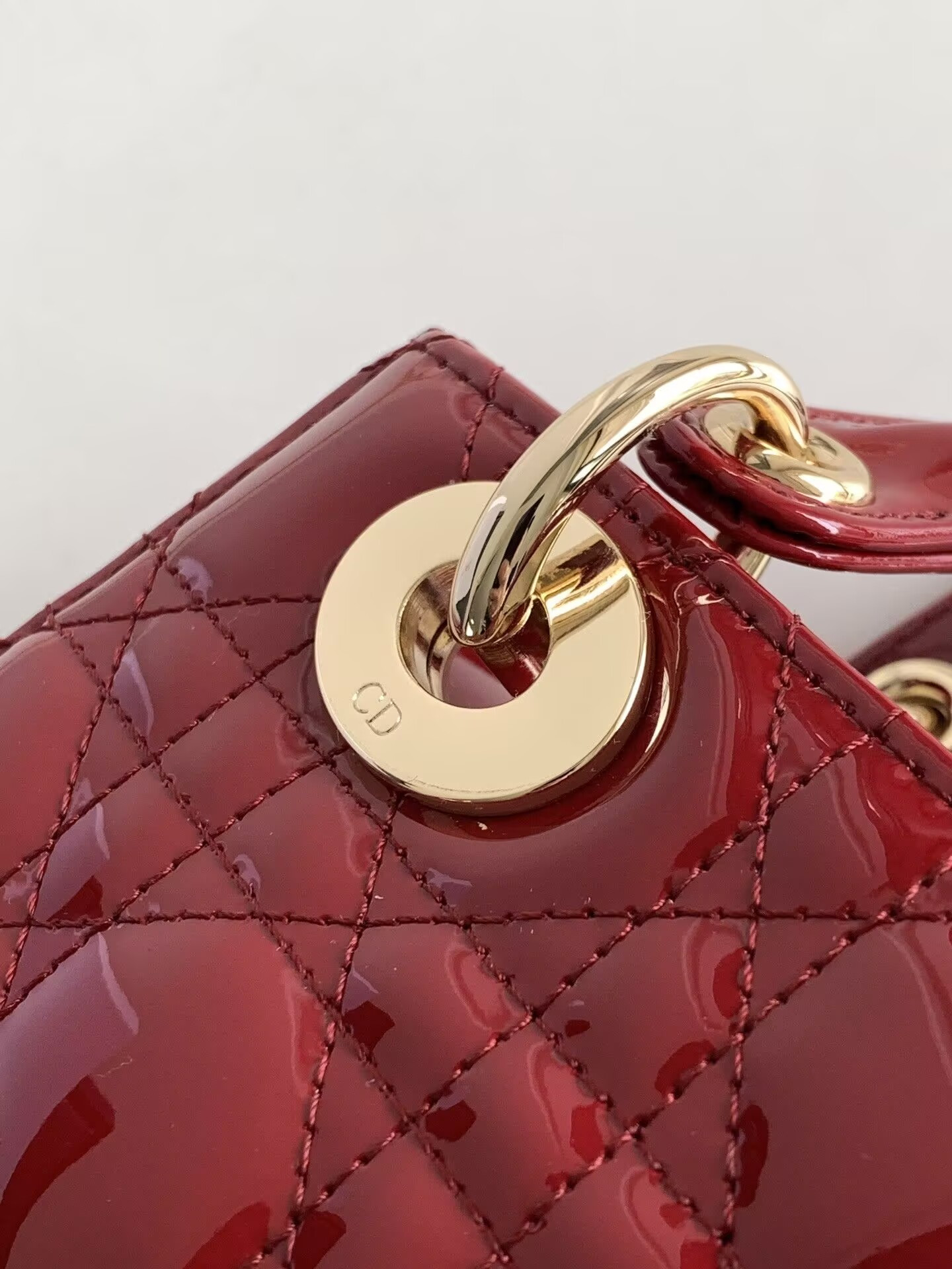 small lady D*or my abcD*or bag red patent 8 x 6.5 x 3 inches