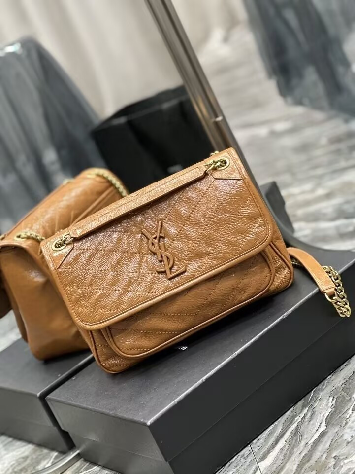 Y*L niki medium in vintage leather shiny 28x20x8.5cm