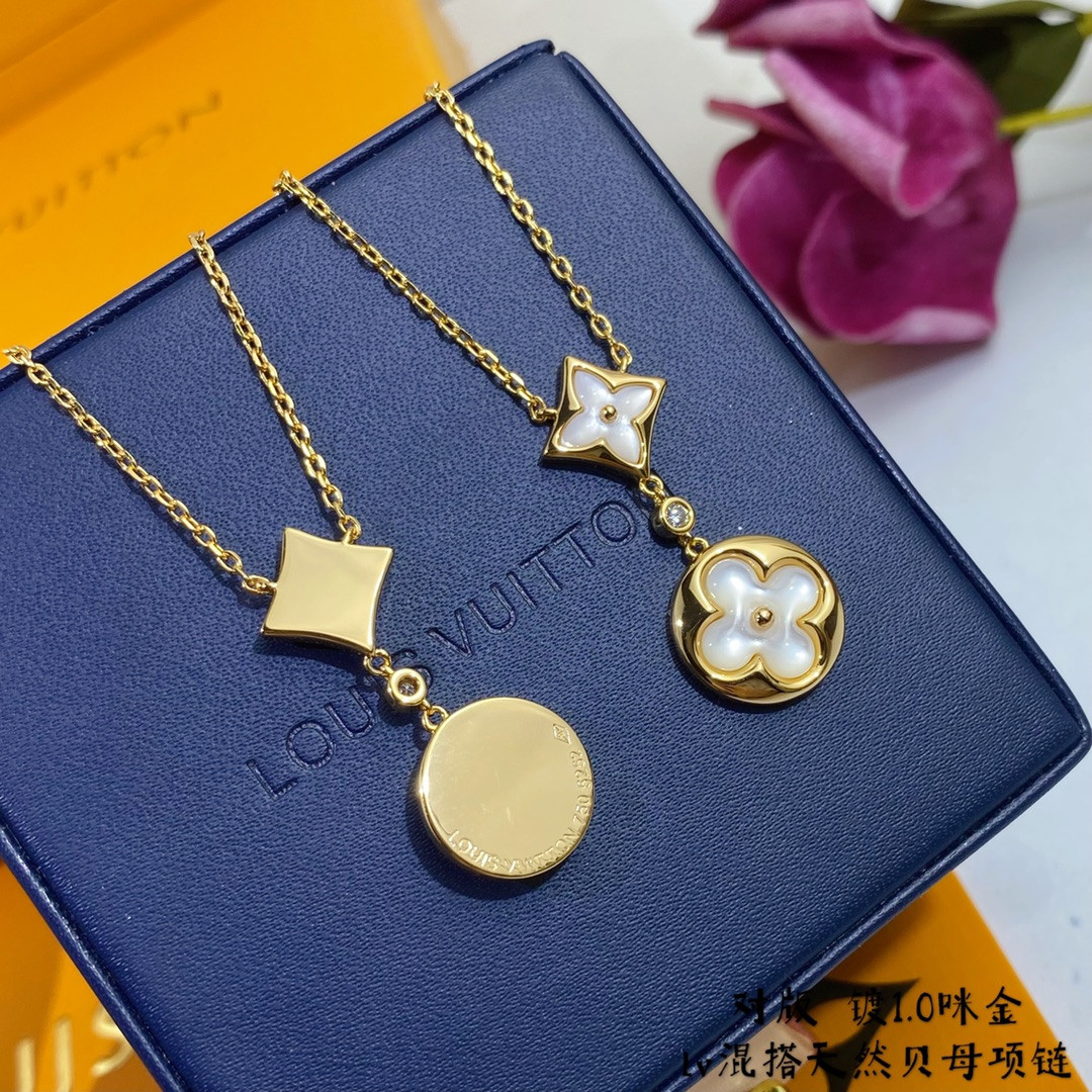 l0*is V*t0n two-flower mandarin duck necklace