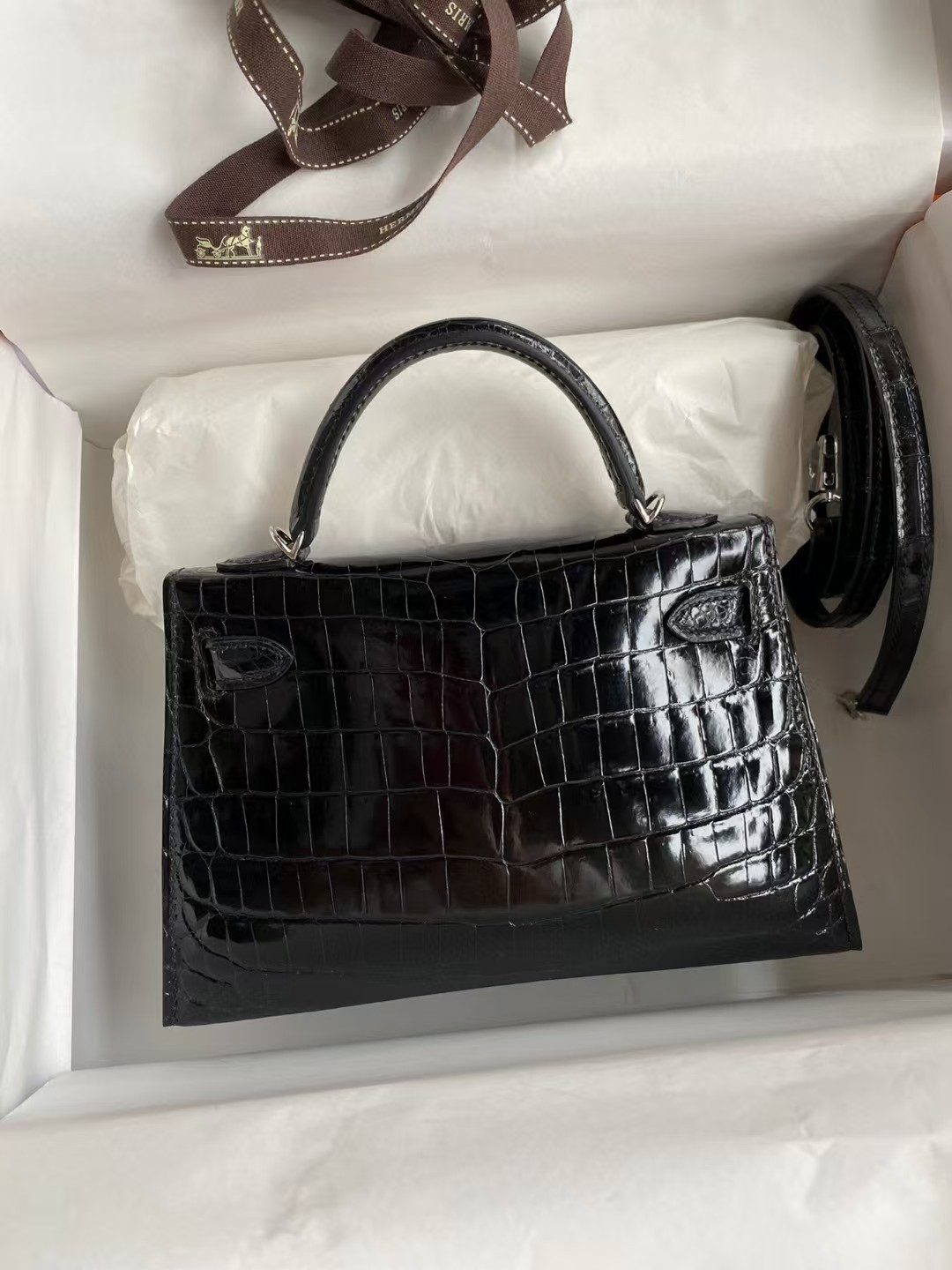 H**me5 mini kelly 19 19×6×12cm real alligator leather with the alligator stamp (customized, no exchange no return, about 20 days)