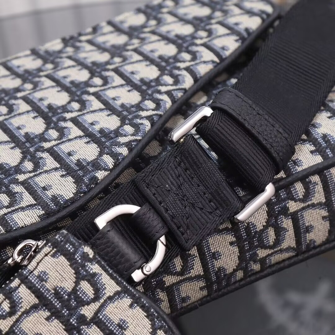 D*or saddle triple pouch beige and black D*or oblique jacquard 18x25x5cm
