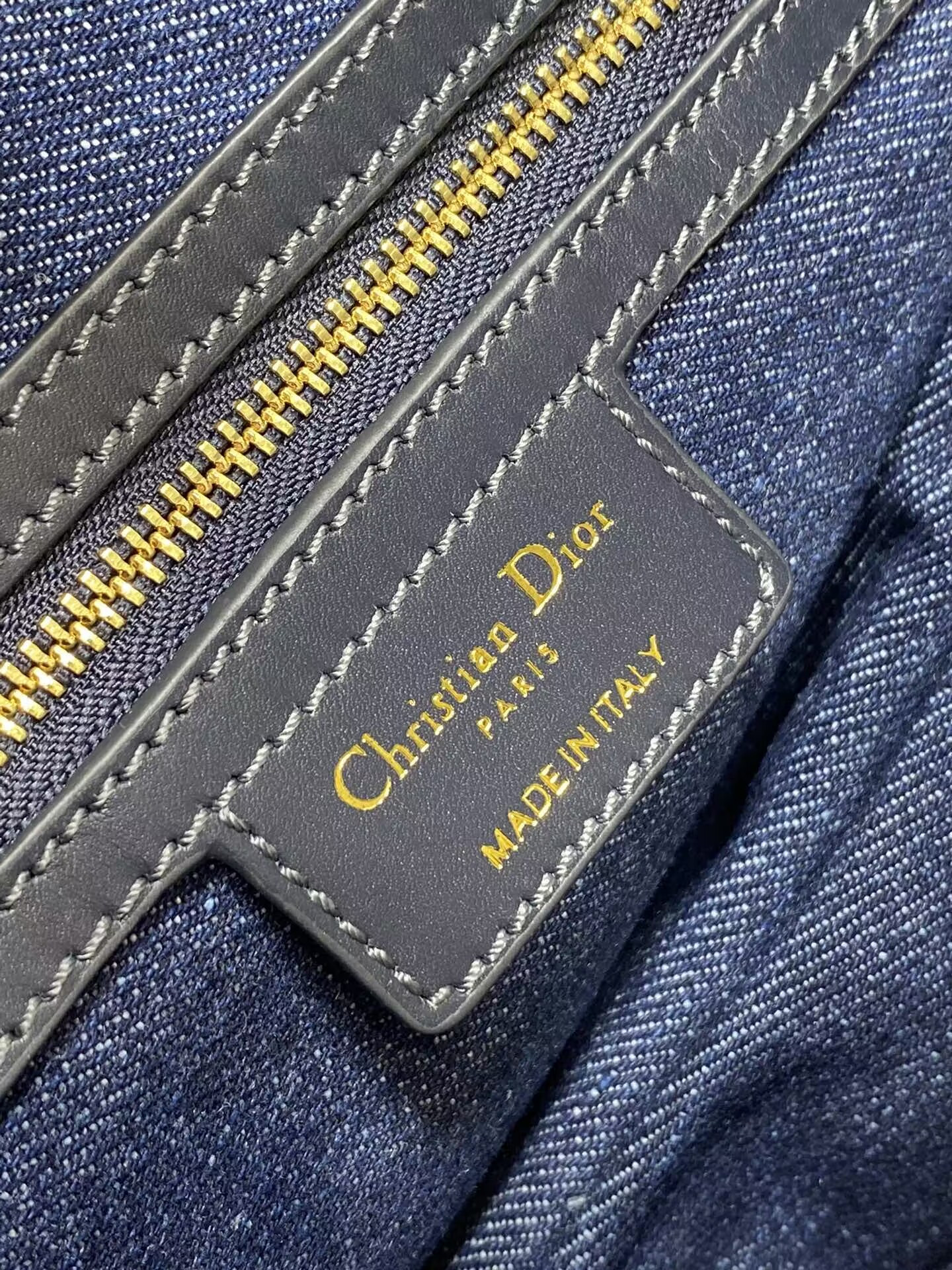 D*or saddle bag with strap  blue denim D*or oblique jacquard 25.5 x 20 x 6.5 cm