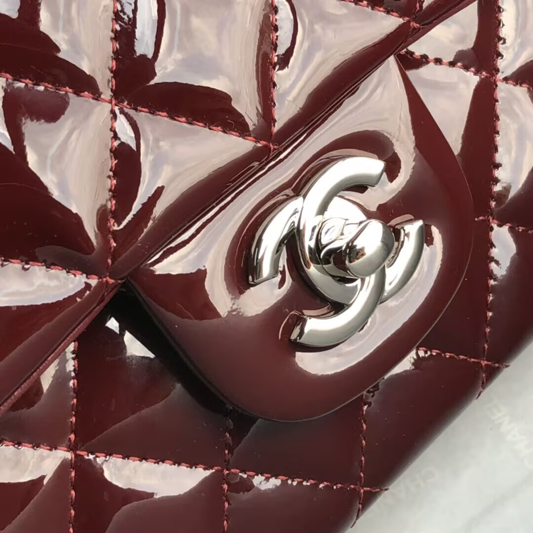 Ch*el classic flap bag burgundy 25cm