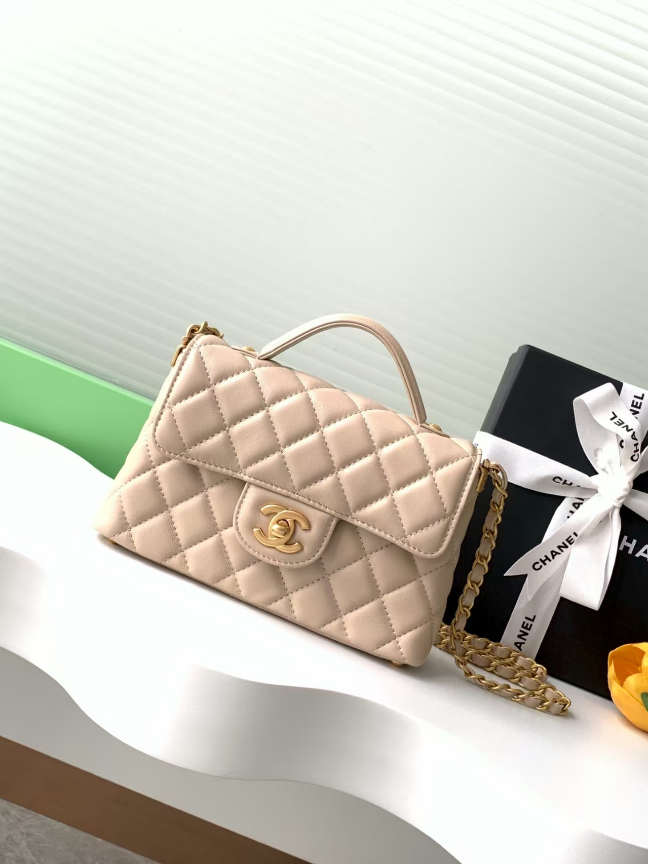 Ch*el small top handle flap bag as5355 14x20x6cm