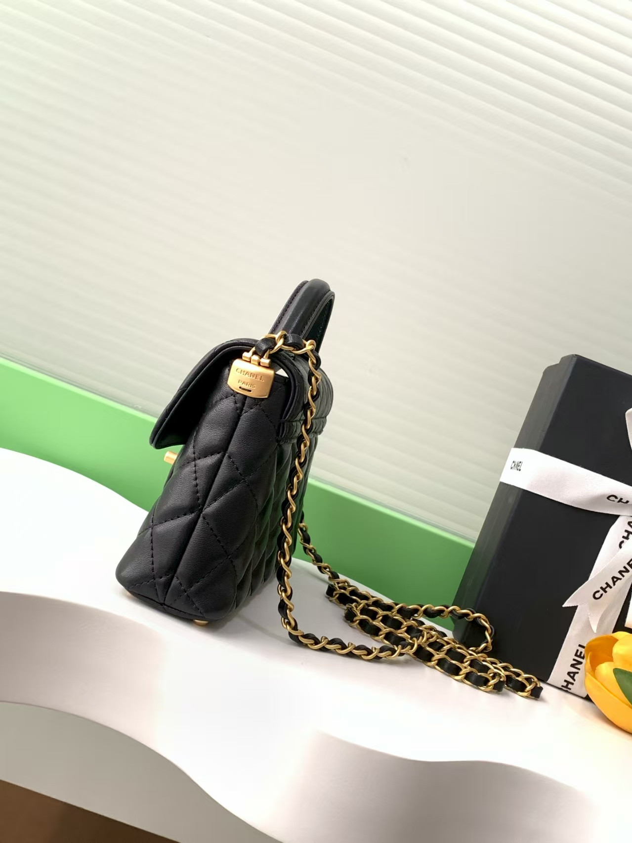 Ch*el small top handle flap bag as5355 14x20x6cm