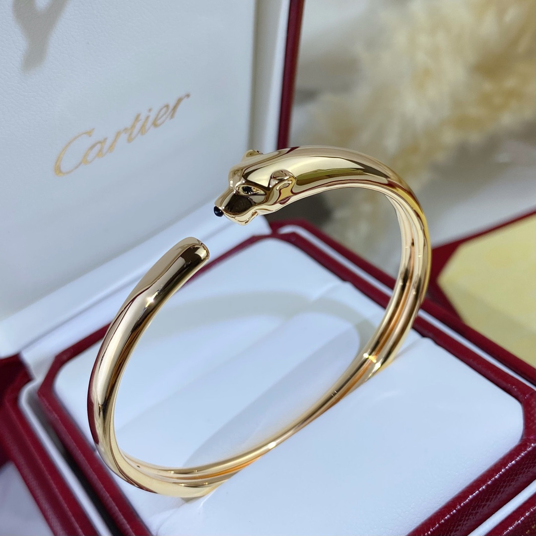 Ca*t*er slim polished leopard bracelet 16-17