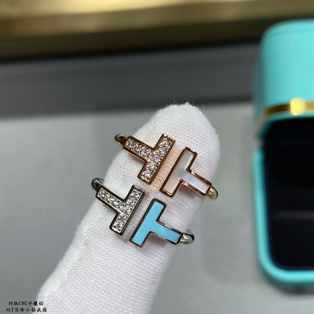 t*f*ny & co. double t mother-of-pearl & Di*m*nd ring