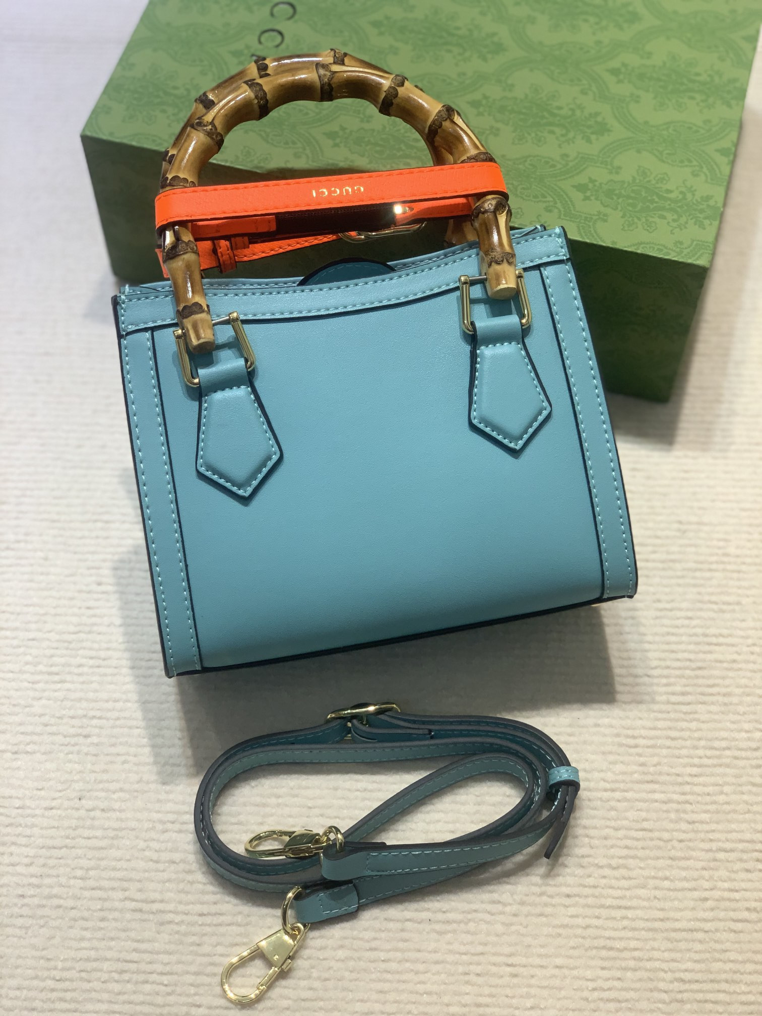 G*u*i diana mini tote bag blue 20w x 16h x 10d cm