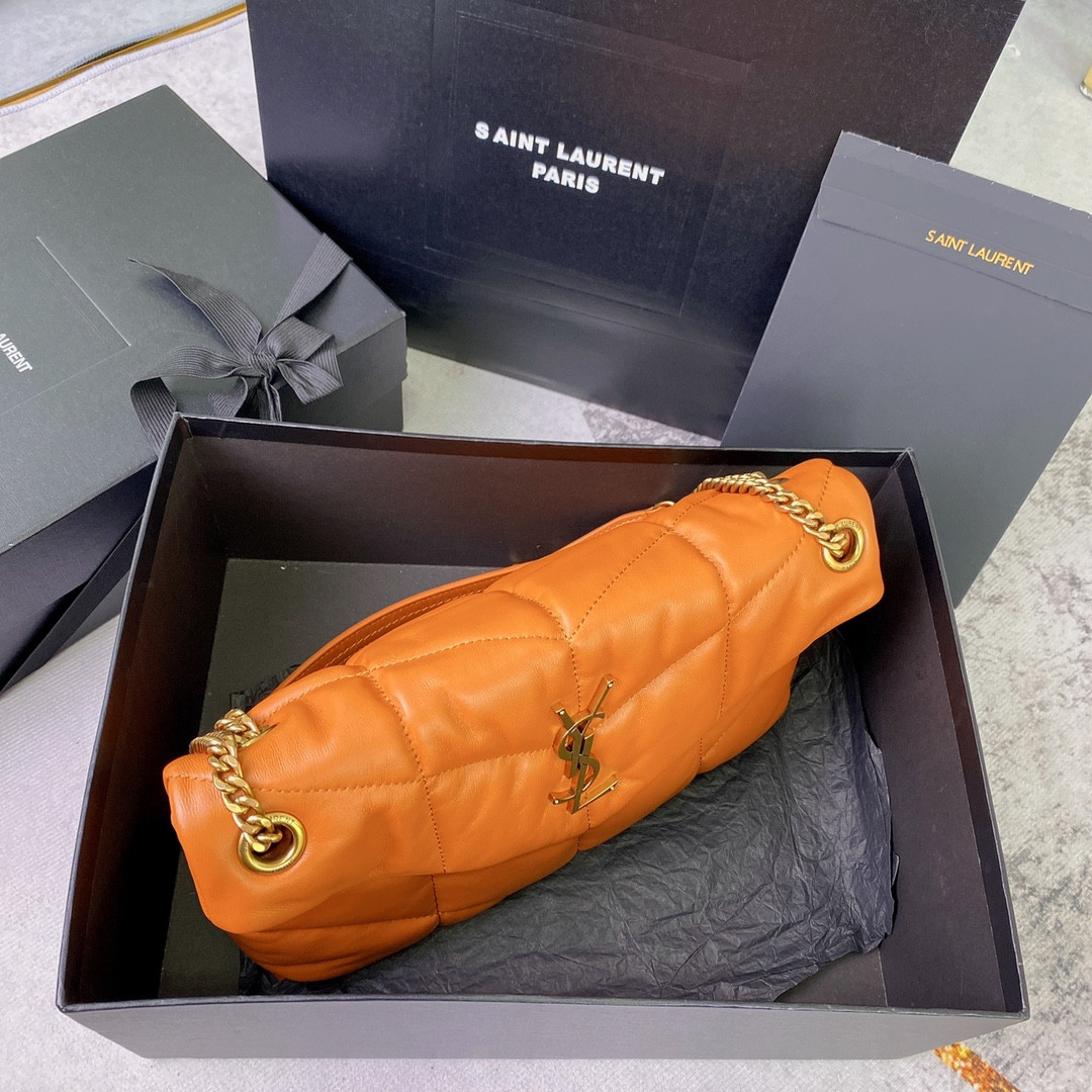 Y*L puffer small in nappa leather orange 11.4 x 6.6 x 4.3 inches