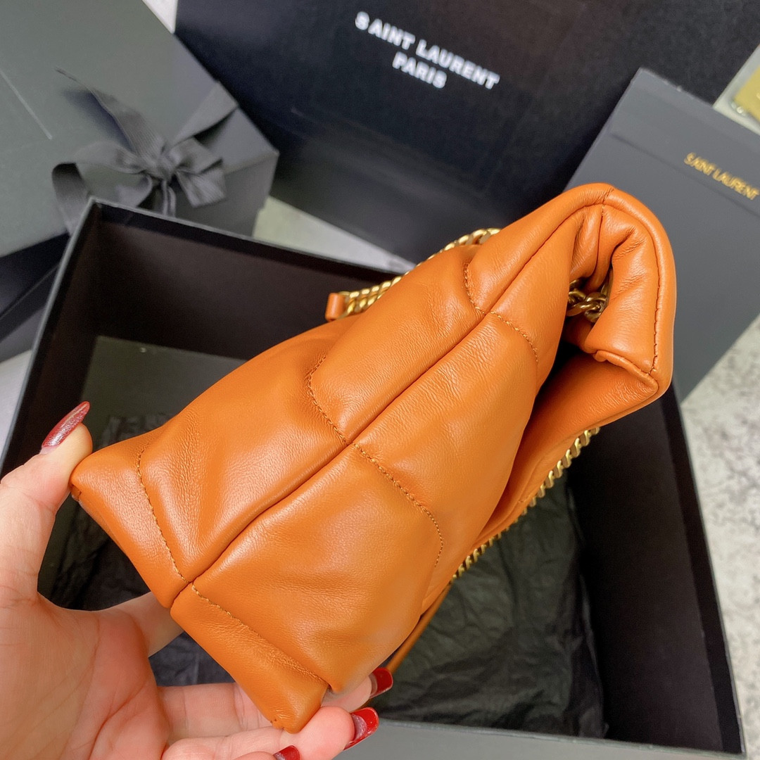 Y*L puffer small in nappa leather orange 11.4 x 6.6 x 4.3 inches