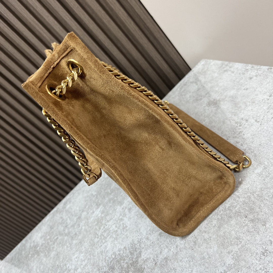 Y*L niki medium shopping in suede brown 12.9 x 10.6 x 4.5 inches