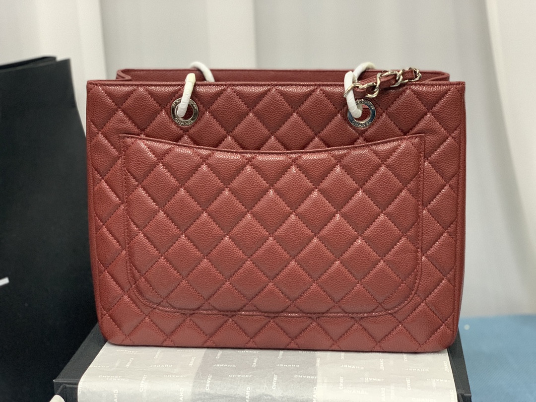 Ch*el gst caviar leather hardware 24x33x13cm