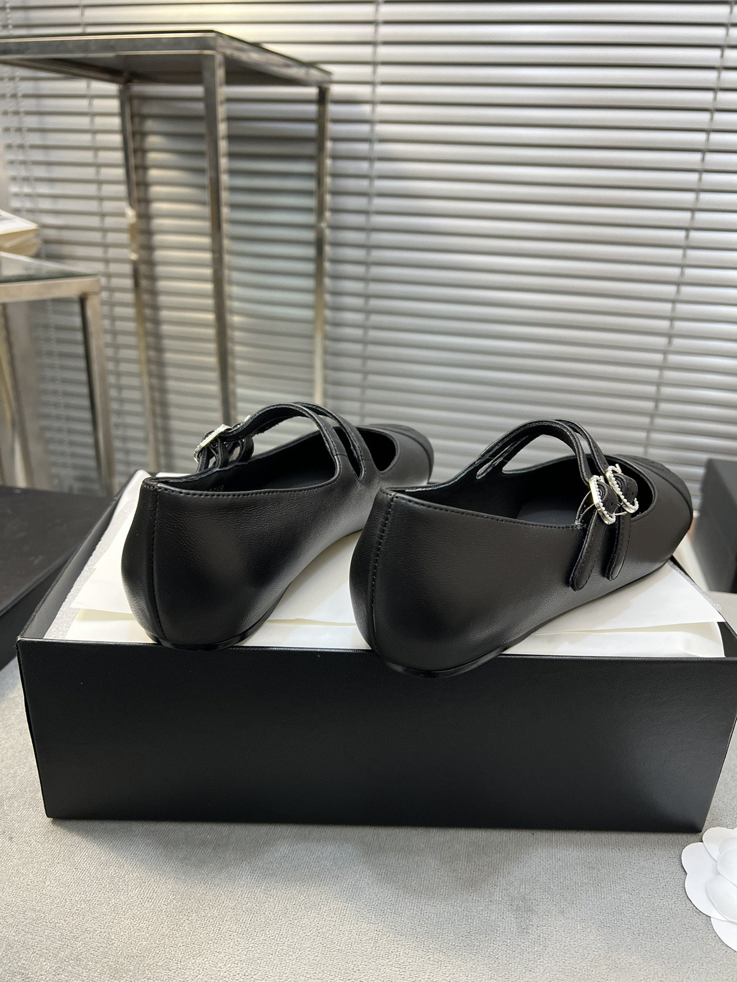 ua Ch*el mary janes  lambskin & grosgrain