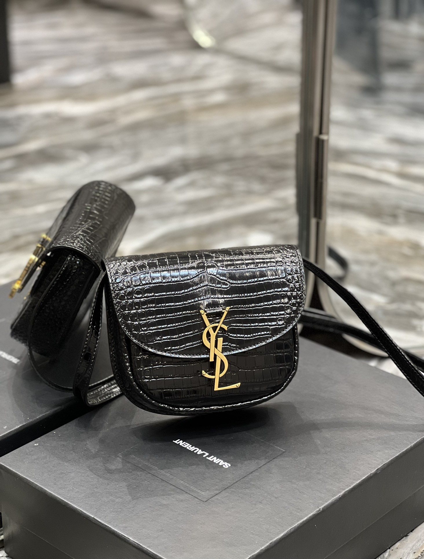 Y*L kaia small satchel in smooth leather 7.2 x 6.1 x 2.1 inches