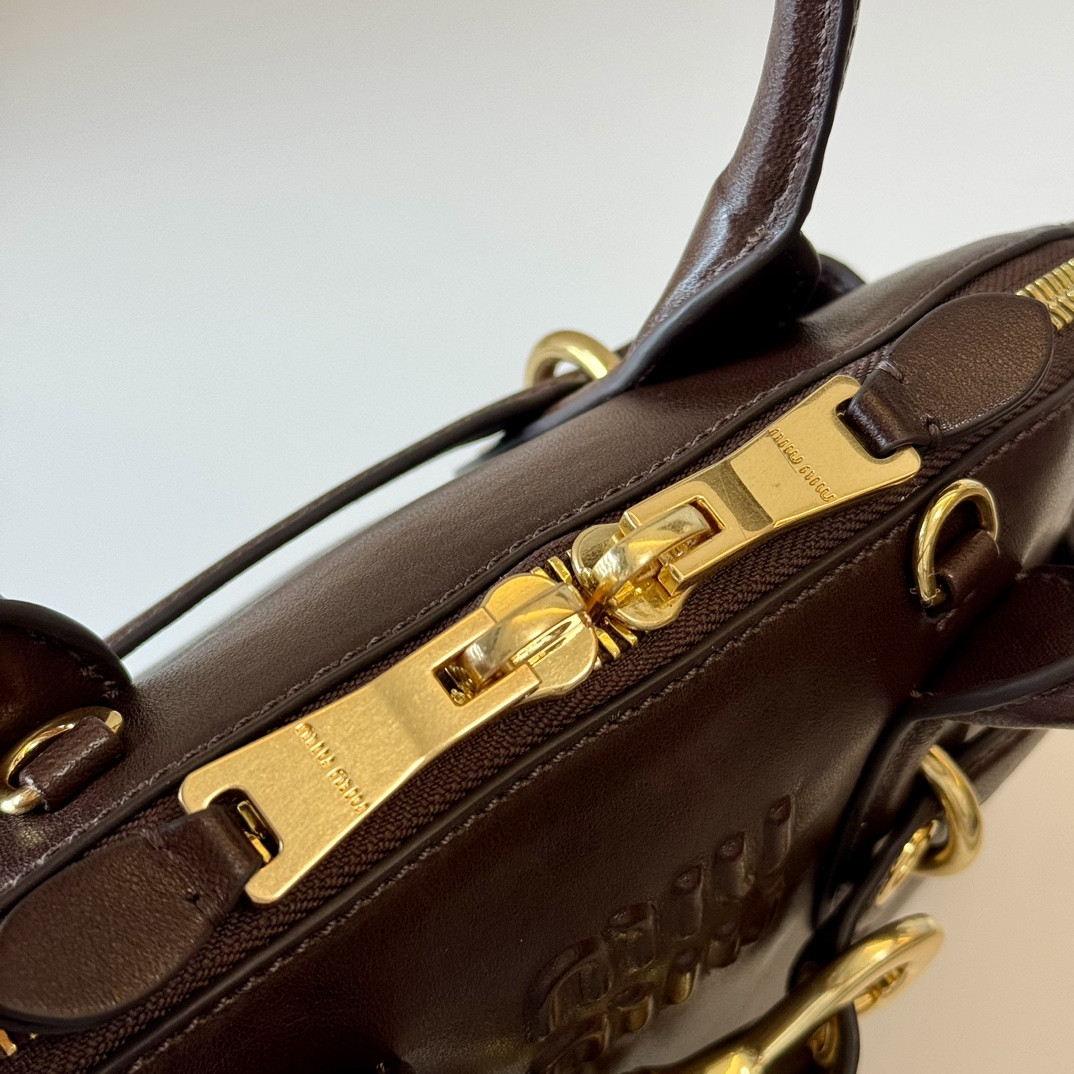 Miu Miu Aventure nappa leather top-handle bag 16.5x28x10cm