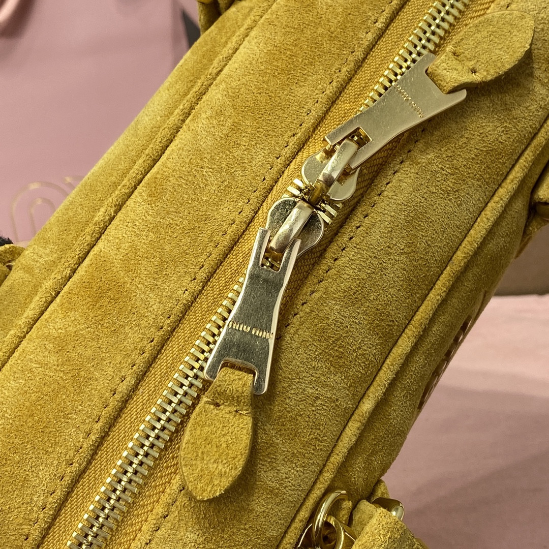 Miu Miu Arcadie padded suede top-handle bag 12X27X9cm
