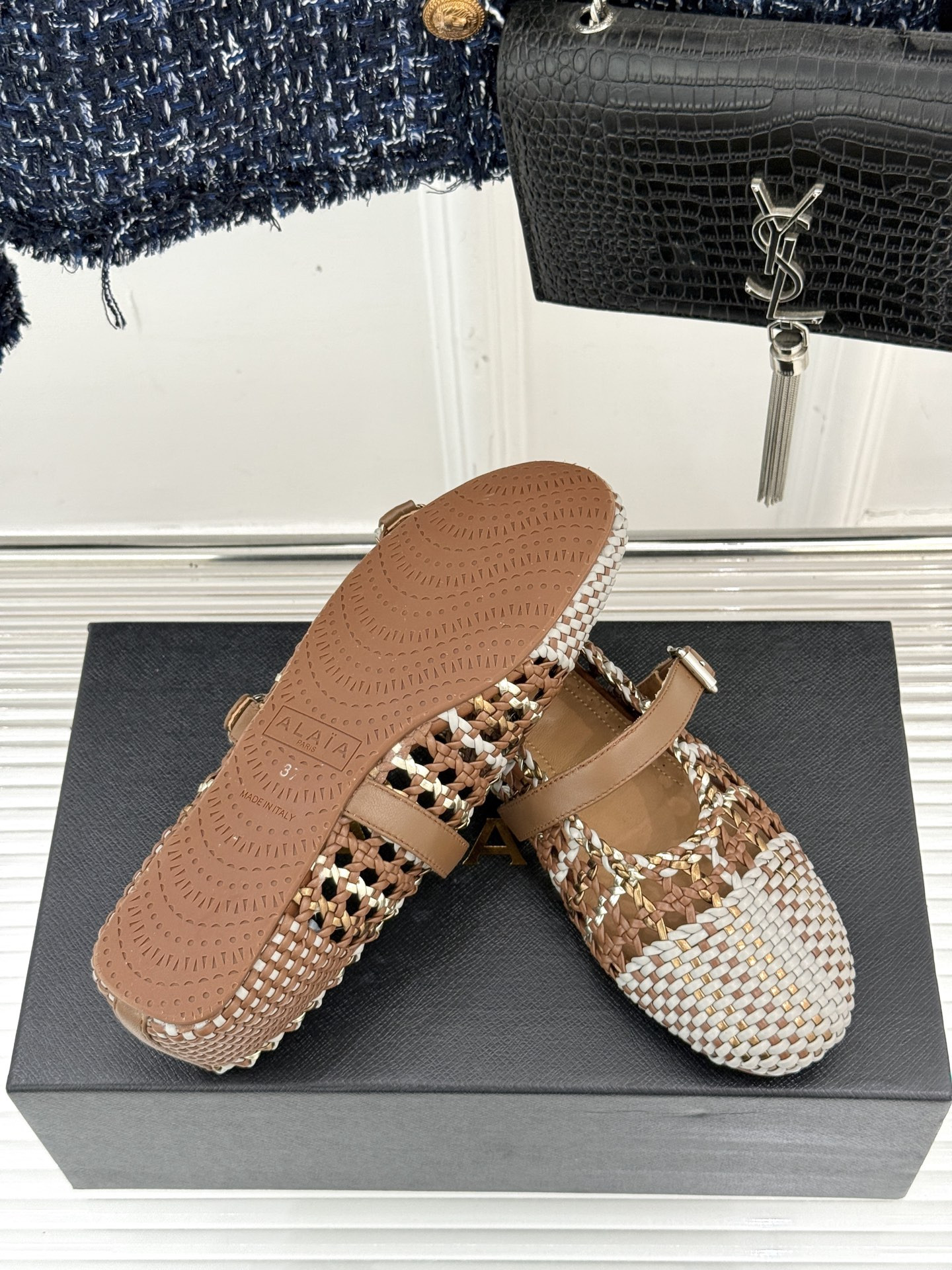 UA Alaïa Hollow Woven Mary Jane Flats(Customized Size 7-10 days production time)