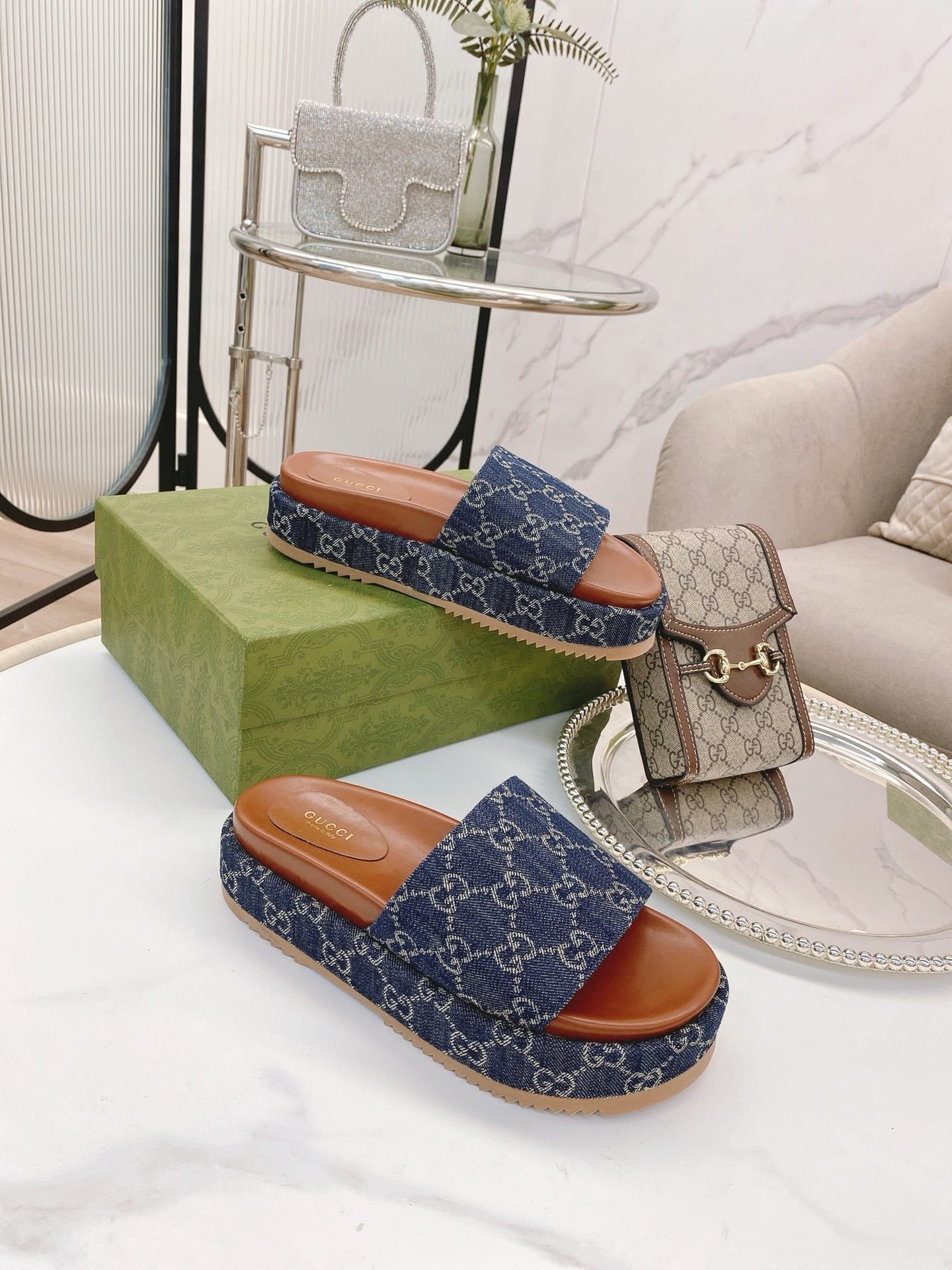 Gvc*1 Women’S Platform Slide Sandal Blue 623212 2Kq00 4402