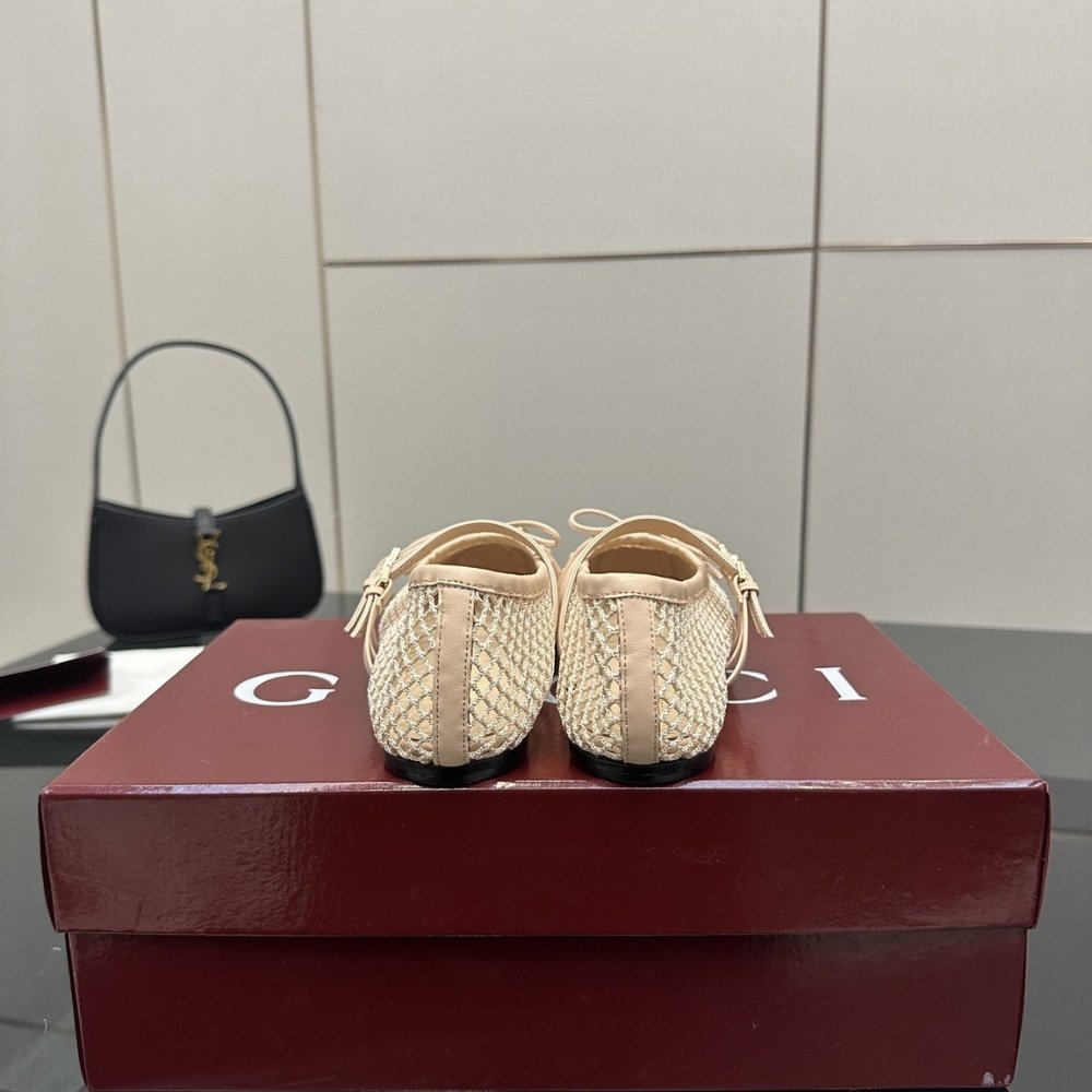 Gvc*1 Women Horsebit Ballet Flat Beige Mesh 835077 Faeqz 5741