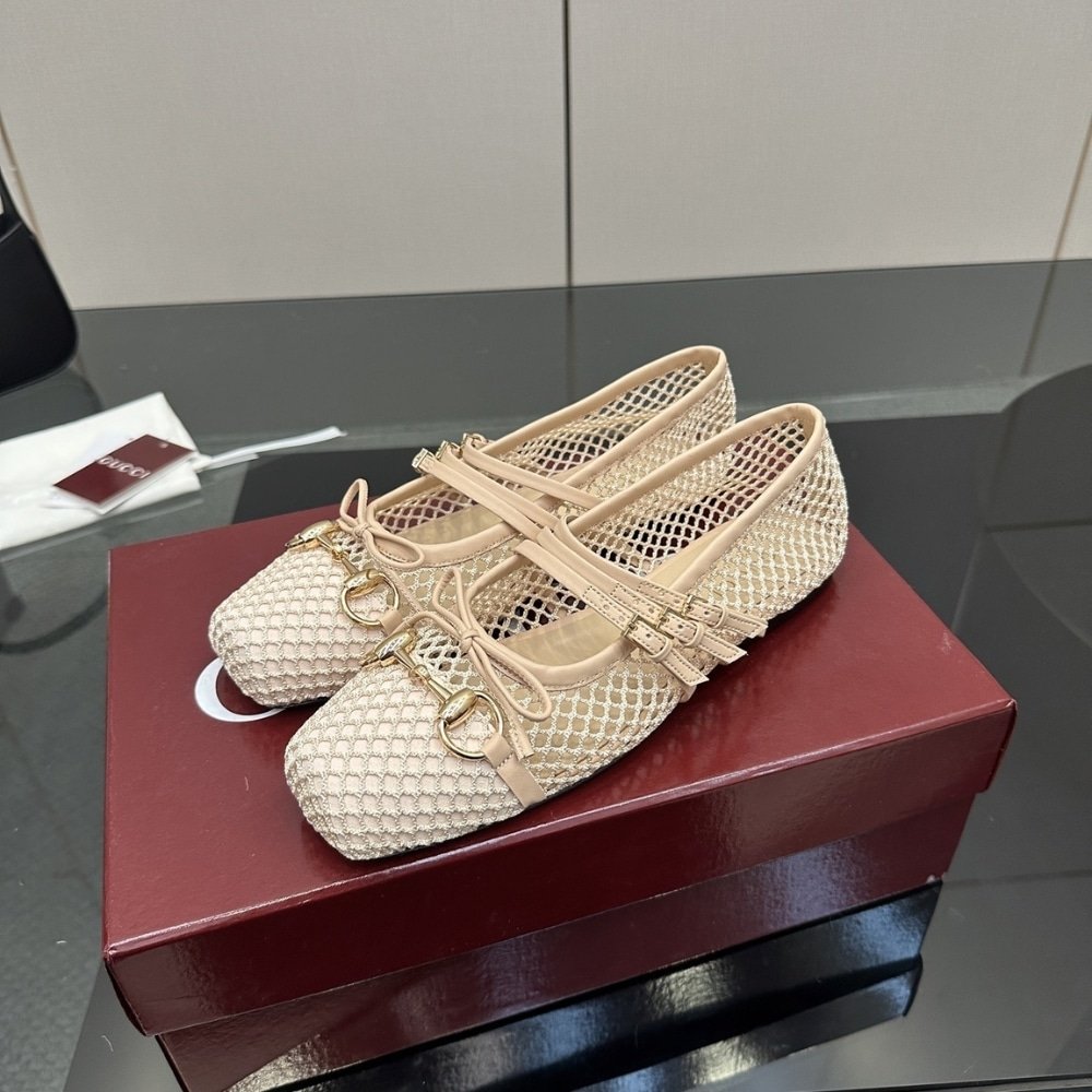 Gvc*1 Women Horsebit Ballet Flat Beige Mesh 835077 Faeqz 5741