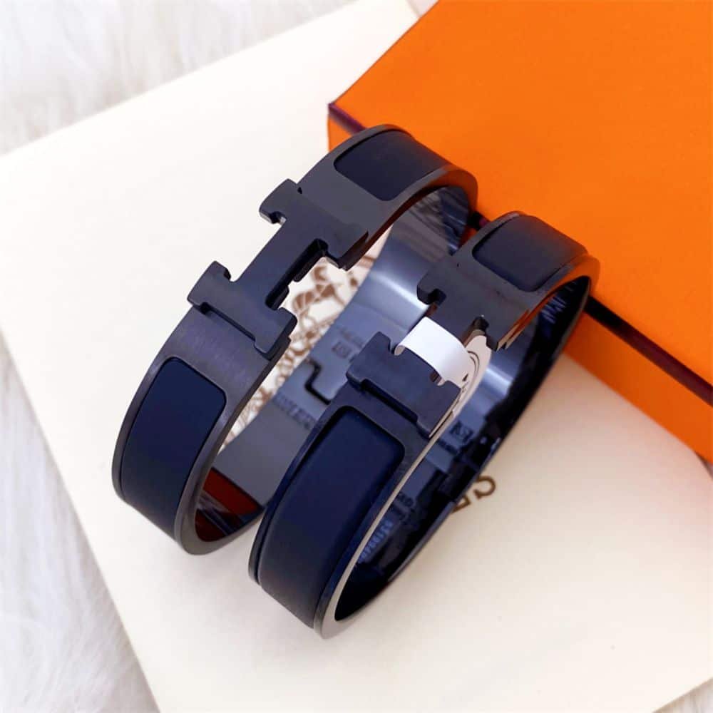 H**me5 Mini Clic Anchor Chain Bracelet Black H703203Fk01T4