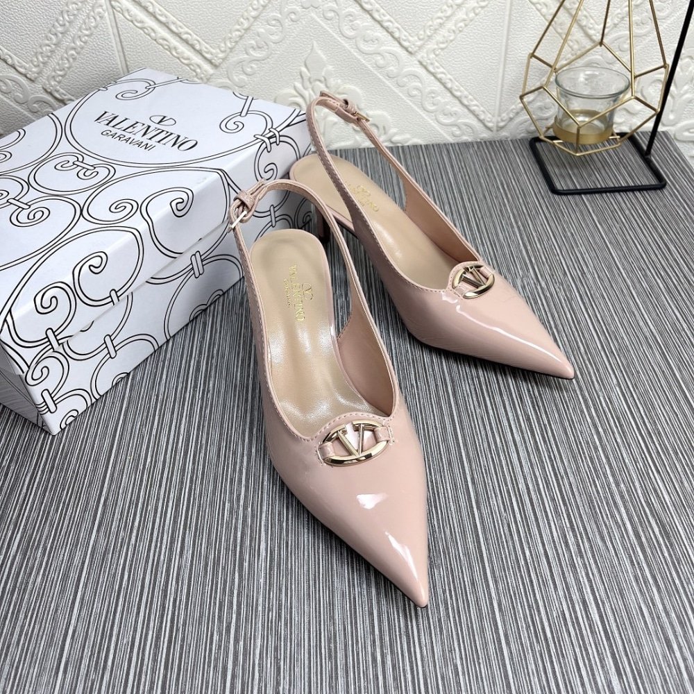 Va1e*ntin0 Vlogo The Bold Edition Slingback Pumps In Patent Leather 60Mm In Beige Rose