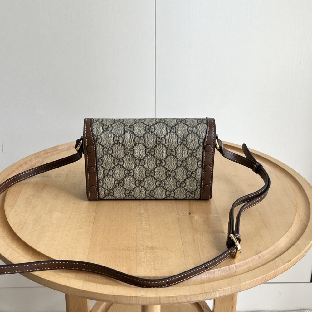 Gvc*1 Horsebit 1955 Mini Bag Beige And Dark Brown Gg Svp*me 18Cm 699296 92Tcg 8563