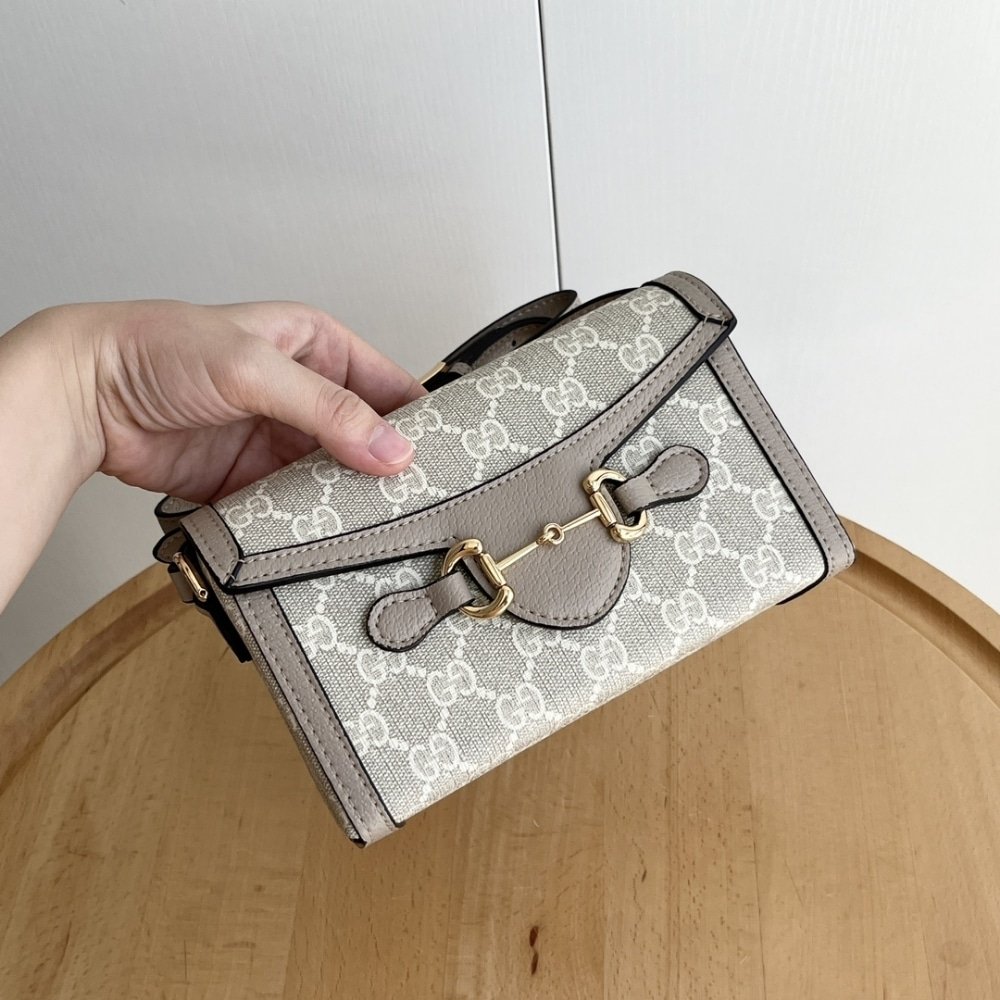 Gvc*1 Horsebit 1955 Mini Bag Beige And White Gg Svp*me 18Cm 699296 Uulbg 9683