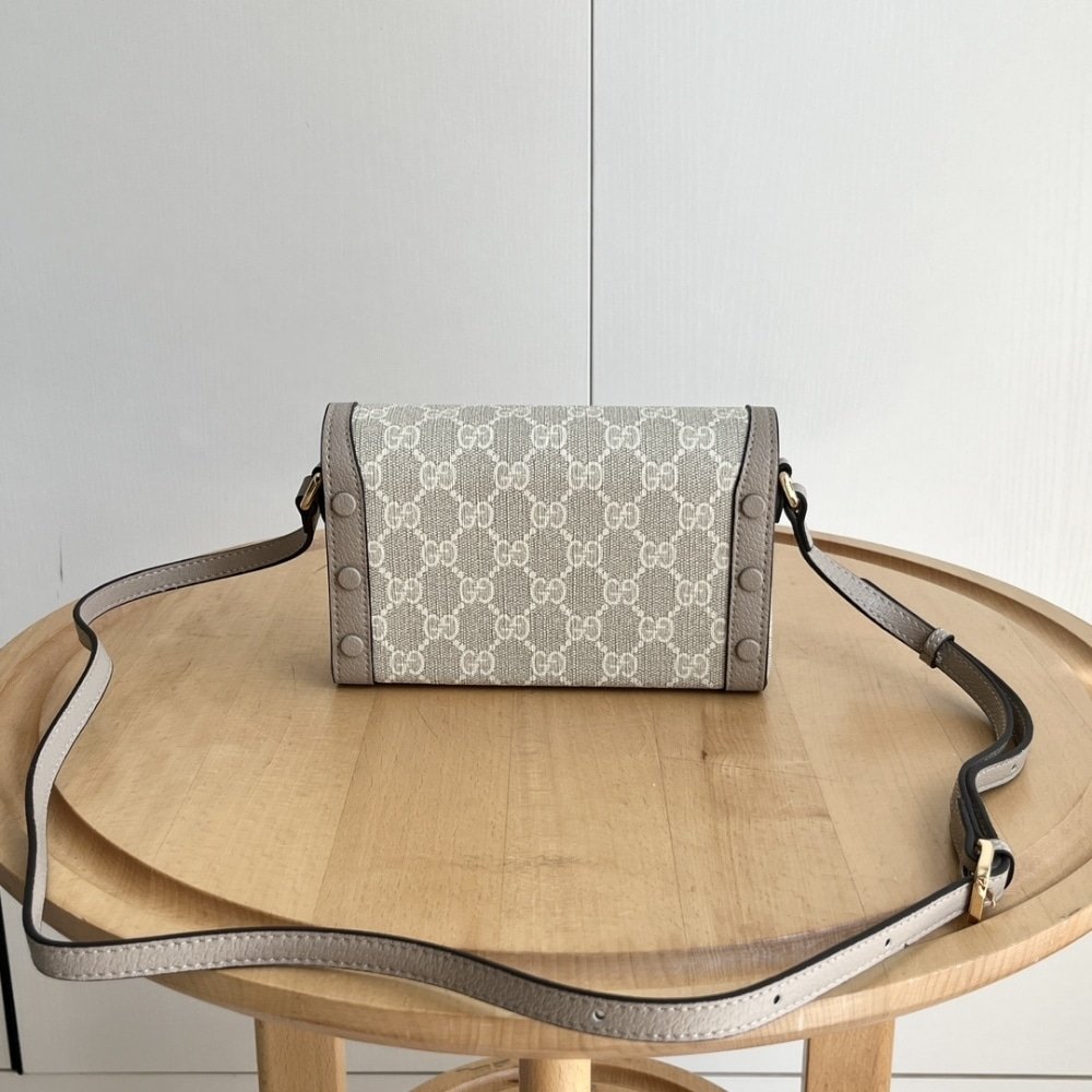Gvc*1 Horsebit 1955 Mini Bag Beige And White Gg Svp*me 18Cm 699296 Uulbg 9683