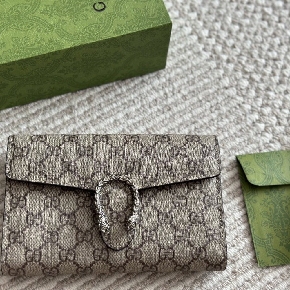 Gvc*1 Dionysus Gg Svp*me Chain Wallet Beige And Ebony 20Cm 401231 Khnsn 8642