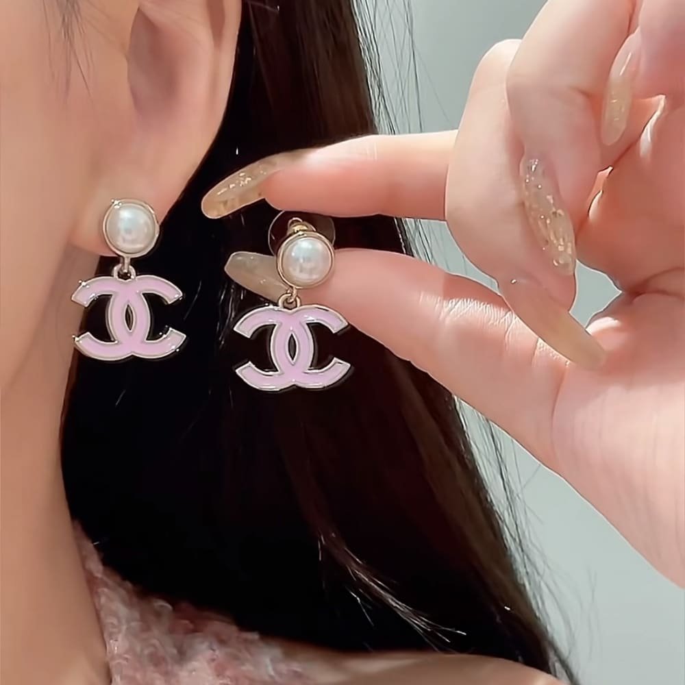 Ch**el Pendant Earrings Pearly White And Pink Abf397 B19975 Naftt