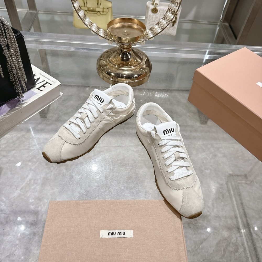 M1um1u Plume Suede Sneaker White 5E114E 054 F0009 F 005