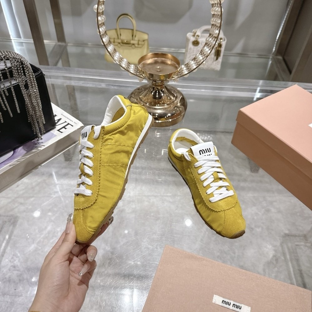 M1um1u Plume Suede Sneaker Yellow 5E114E 054 F0009 F 006