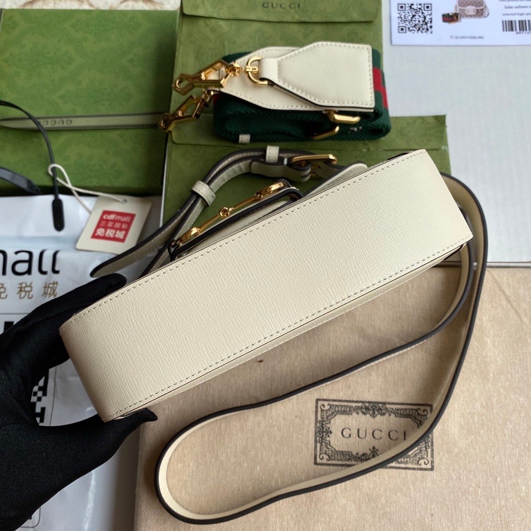 Gvc*1 Horsebit 1955 Mini Gg Svp*me Canvas Beige White 20Cm 658574 Huhhg 9759