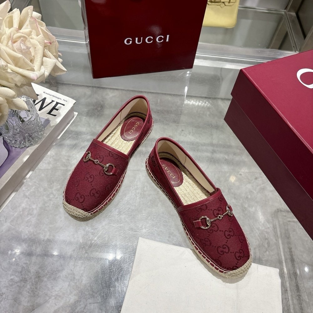 Gvc*1 Women Espadrille With Horsebit Burgundy Gg Canvas
