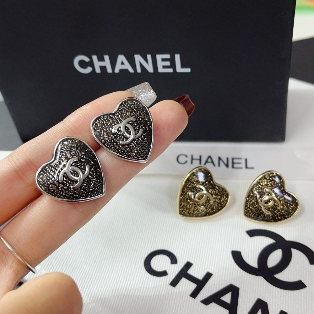 Ch**el Stud Earrings Gold And Black