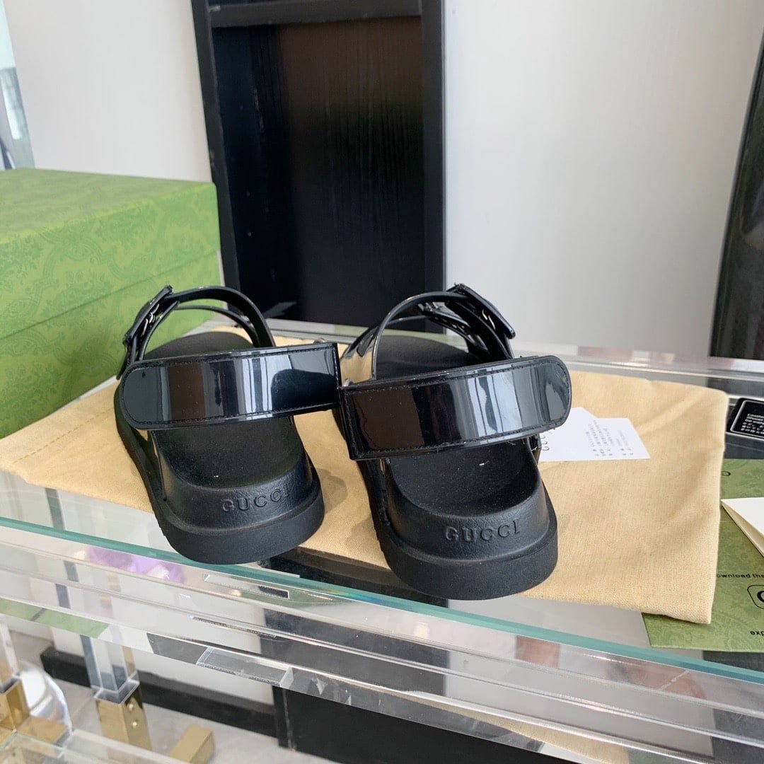 Gvc*1 Women’S Mini Double G Sandal Rubber Black 660243 J8700 1000