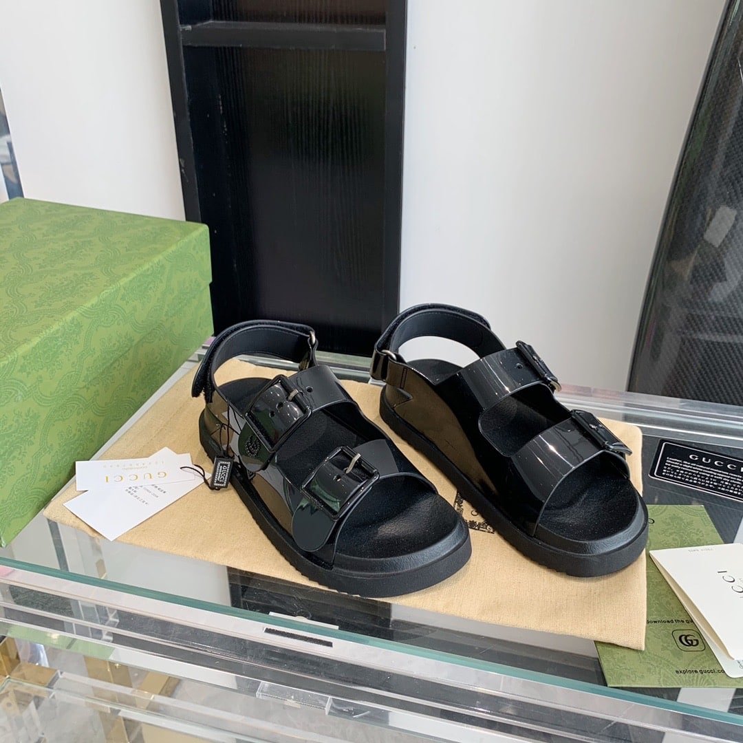 Gvc*1 Women’S Mini Double G Sandal Rubber Black 660243 J8700 1000