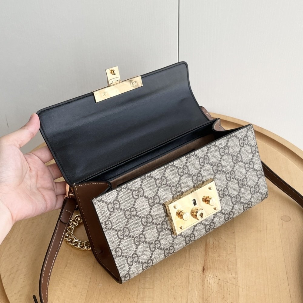 Gvc*1 Padlock Small Shoulder Gg Svp*me Canvas Black 22Cm 735103 Klqjg 9785