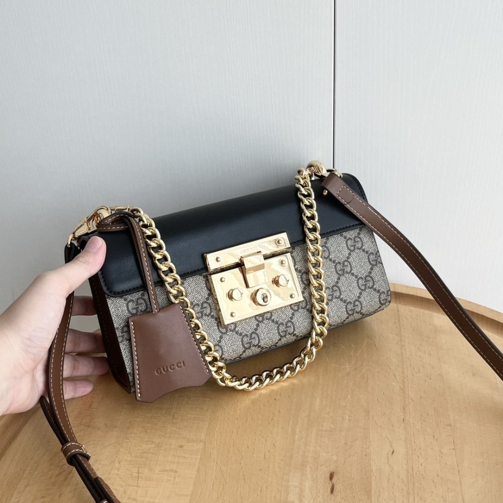 Gvc*1 Padlock Small Shoulder Gg Svp*me Canvas Black 22Cm 735103 Klqjg 9785
