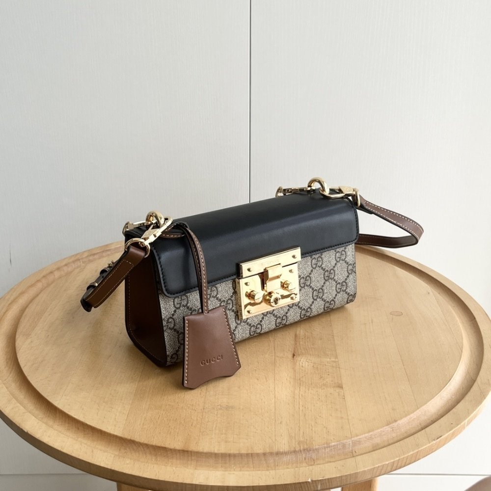 Gvc*1 Padlock Small Shoulder Gg Svp*me Canvas Black 22Cm 735103 Klqjg 9785