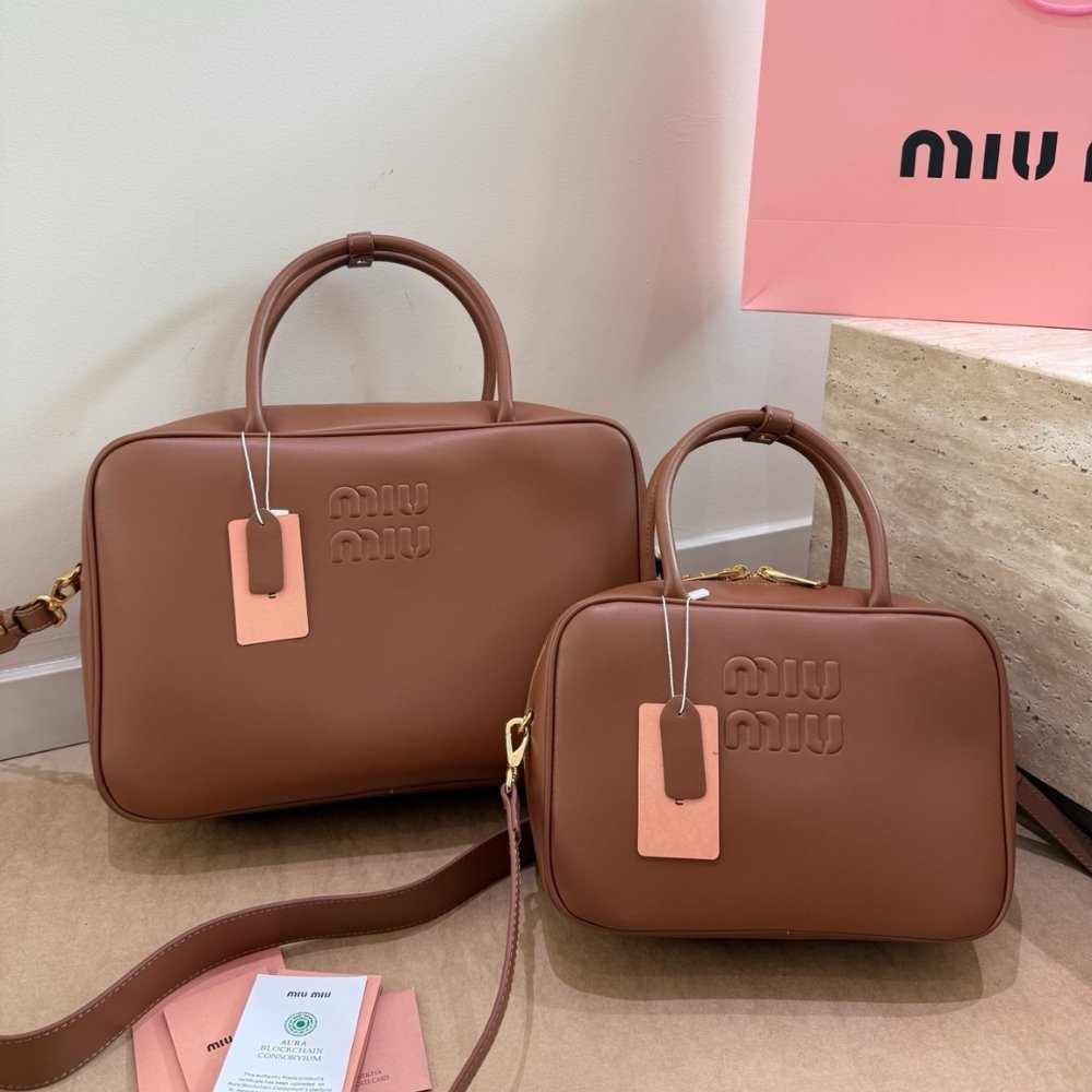 Miu Miu Beau Cognac Beau Leather Bag 34Cm 5BB117 2CRW F0046 V MON