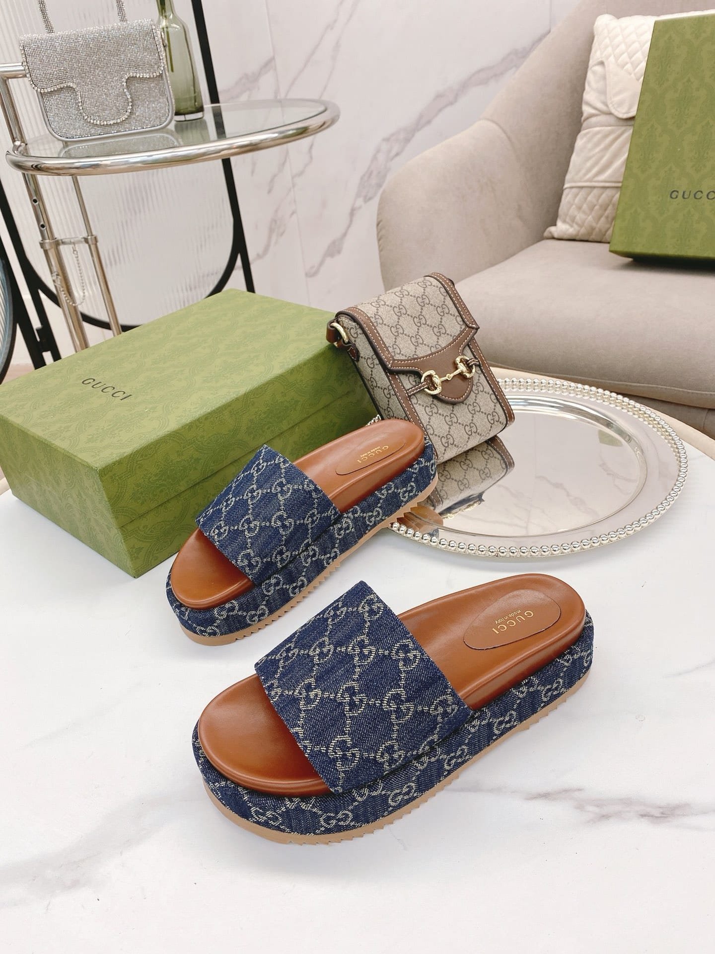 Gvc*1 Women’S Platform Slide Sandal Blue 623212 2Kq00 4402