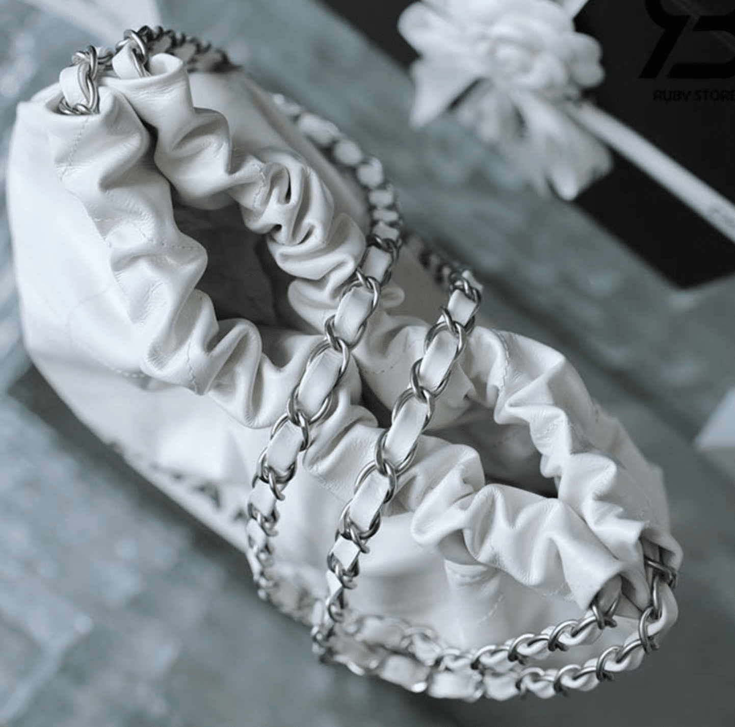 Ch**el 22 Handbag White 42Cm As3261 With Silver