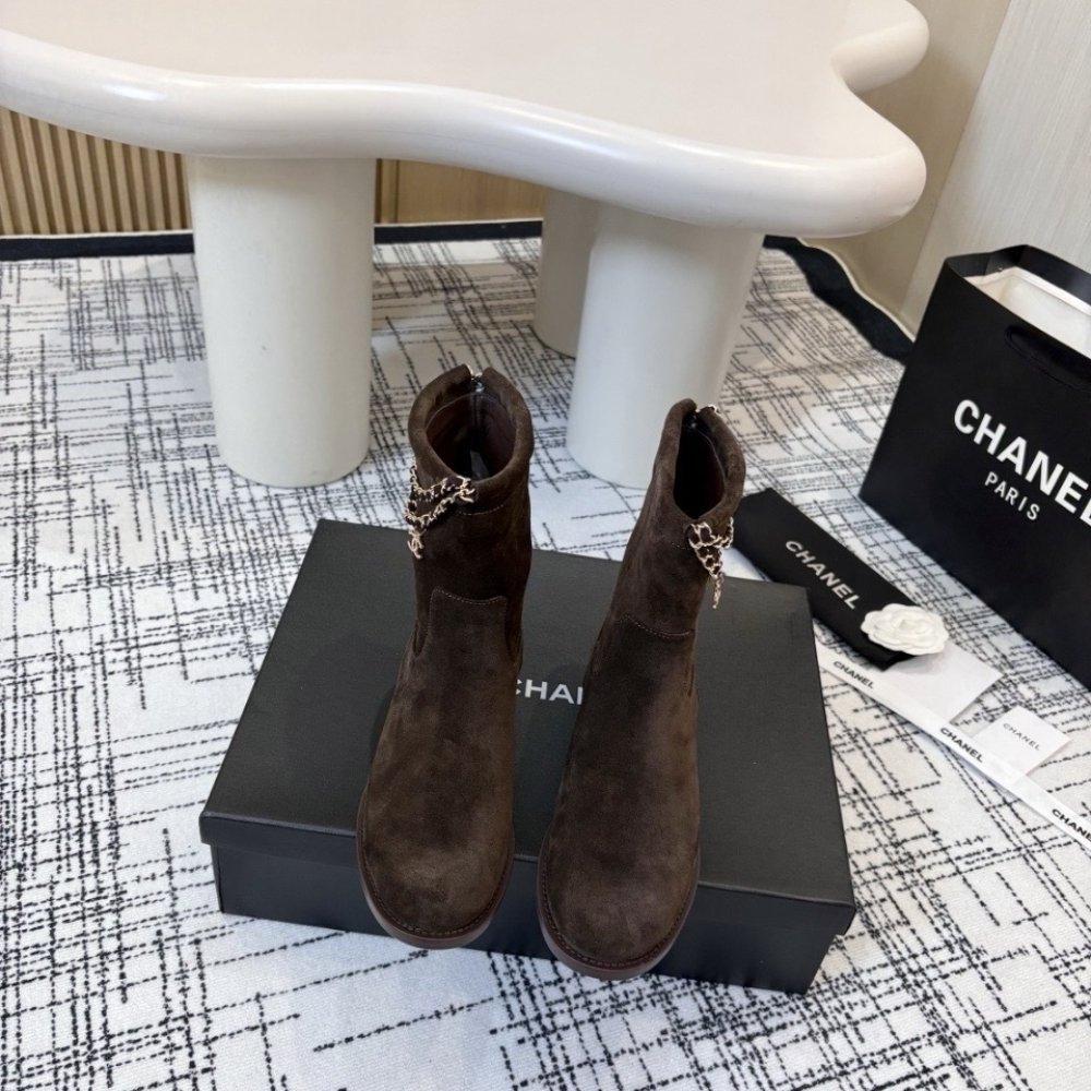 Ch**el Suede Ankle Boots Brown