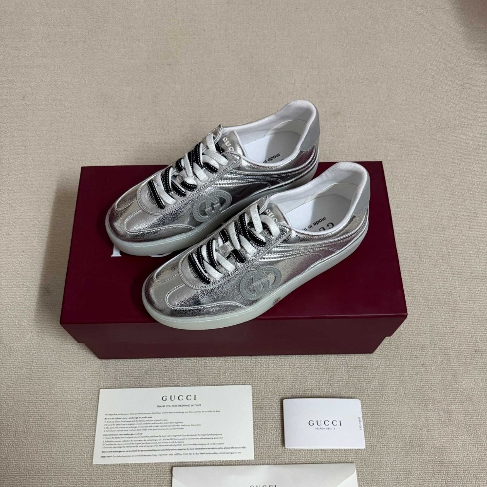 Gvc*1 Women G75 Sneaker Silver Textured Leather 857910 AAFL8 8151