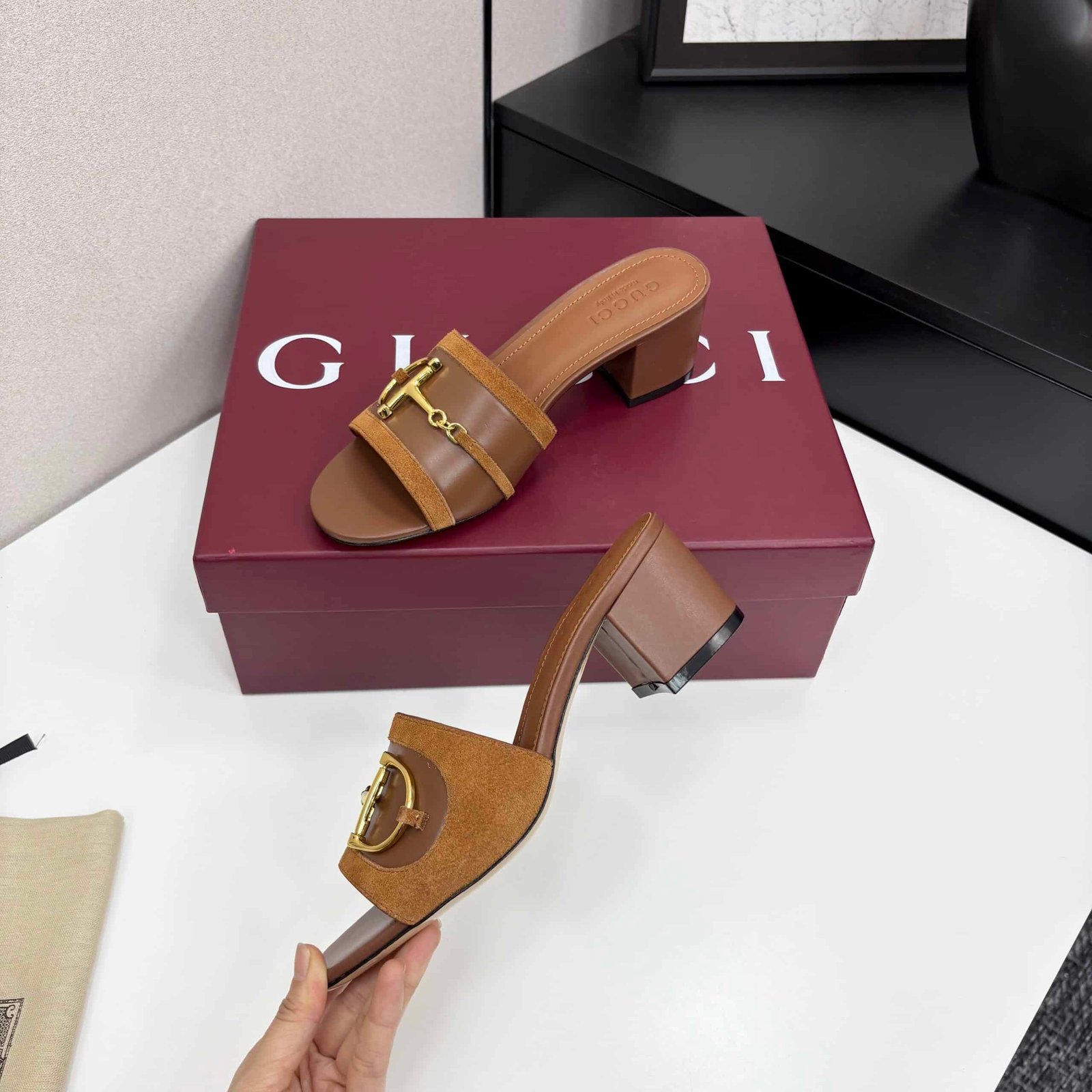 Gvc*1 Women’s Slide Sandal With Horsebit Light Brown 834421 Aaexm 2718